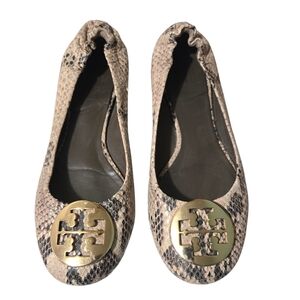 TORY BURCH Reva Ballet Flat Snake Skin Python Leather Size 7
